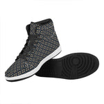 Geometric Floral Print High Top Leather Sneakers