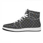 Geometric Floral Print High Top Leather Sneakers