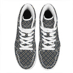 Geometric Floral Print High Top Leather Sneakers