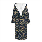 Geometric Floral Print Hooded Bathrobe