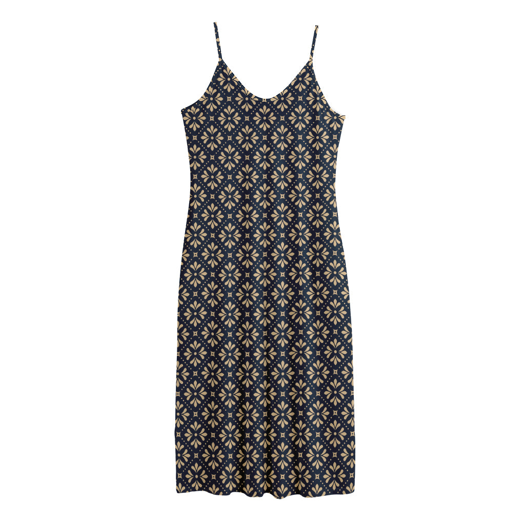 Geometric Floral Print Jersey Midi Cami Dress