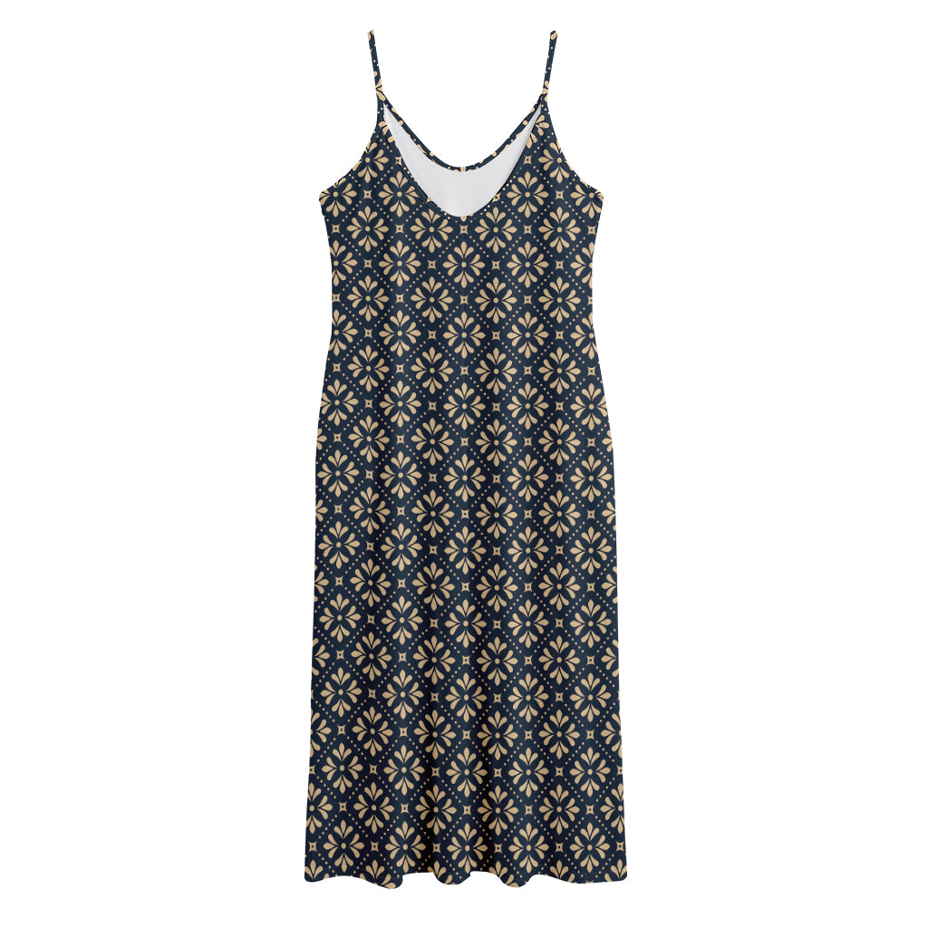 Geometric Floral Print Jersey Midi Cami Dress