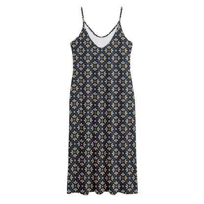 Geometric Floral Print Jersey Midi Cami Dress