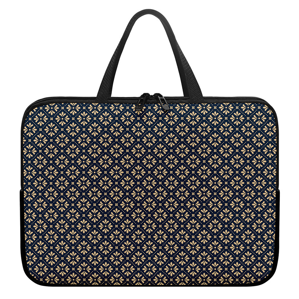 Geometric Floral Print Laptop Sleeve With Handle
