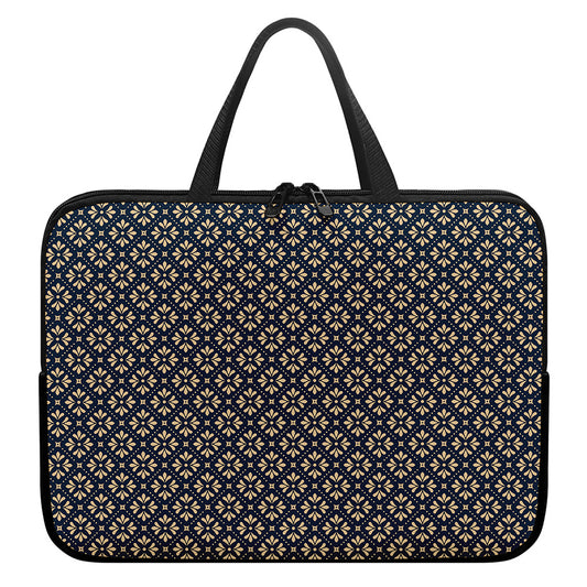 Geometric Floral Print Laptop Sleeve With Handle