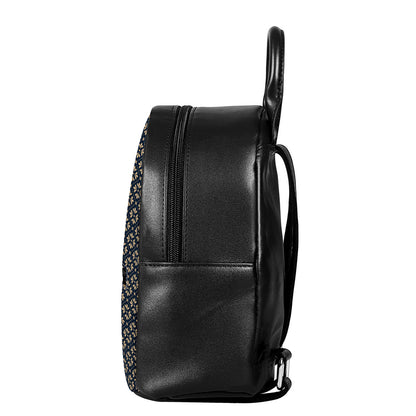 Geometric Floral Print Leather Backpack