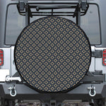 Geometric Floral Print Leather Spare Tire Cover
