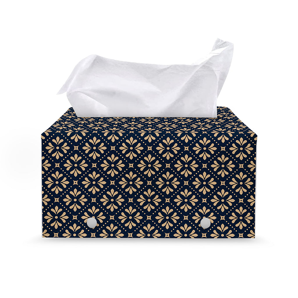 Geometric Floral Print Leather Tissue Box Cover