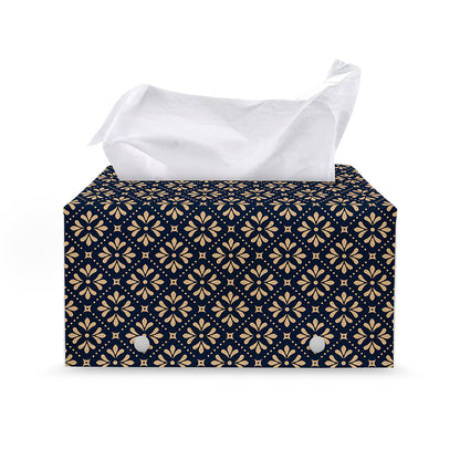 Geometric Floral Print Leather Tissue Box Cover
