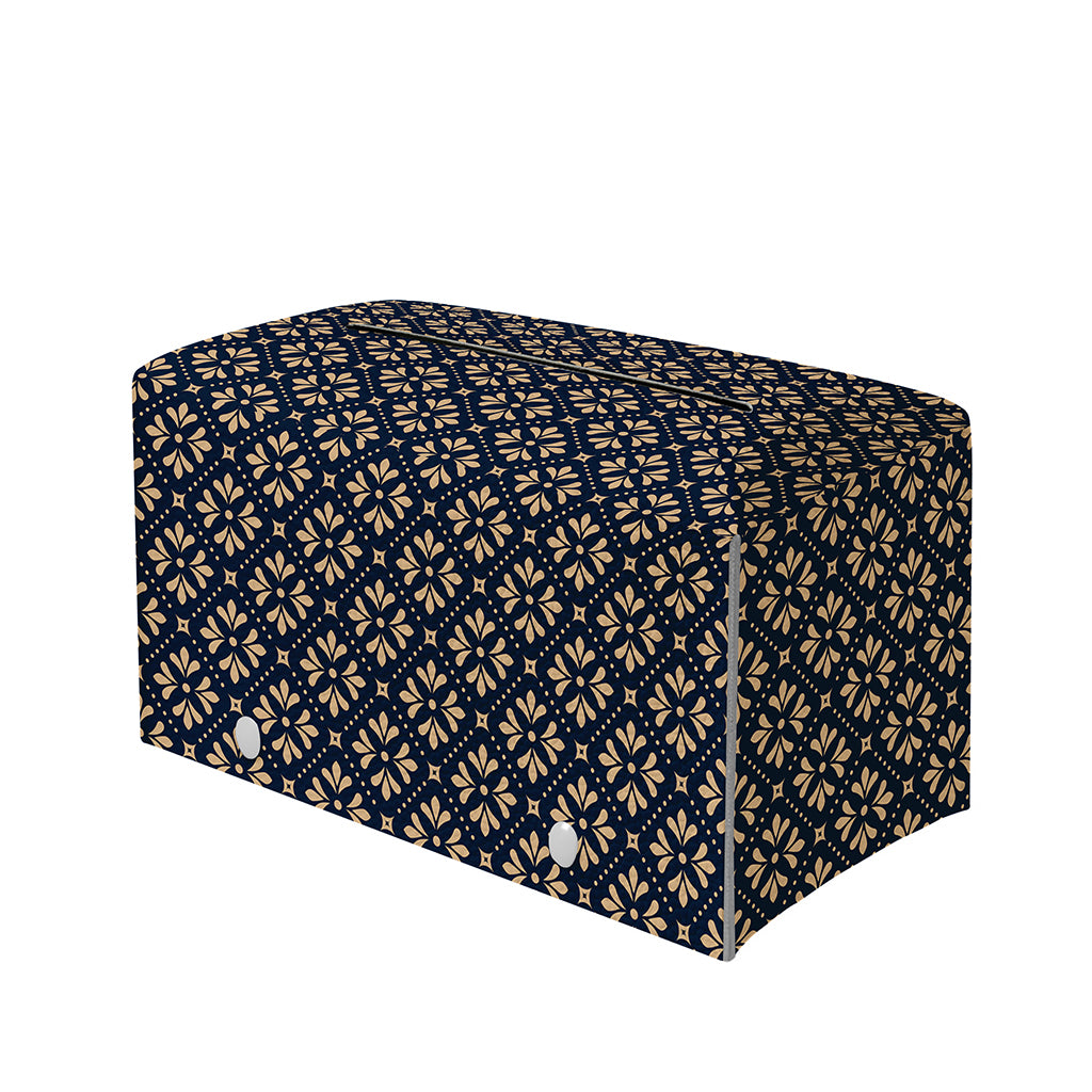 Geometric Floral Print Leather Tissue Box Cover