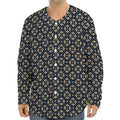 Geometric Floral Print Long Sleeve Baseball Jersey
