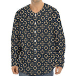 Geometric Floral Print Long Sleeve Baseball Jersey