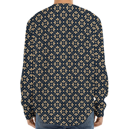 Geometric Floral Print Long Sleeve Baseball Jersey