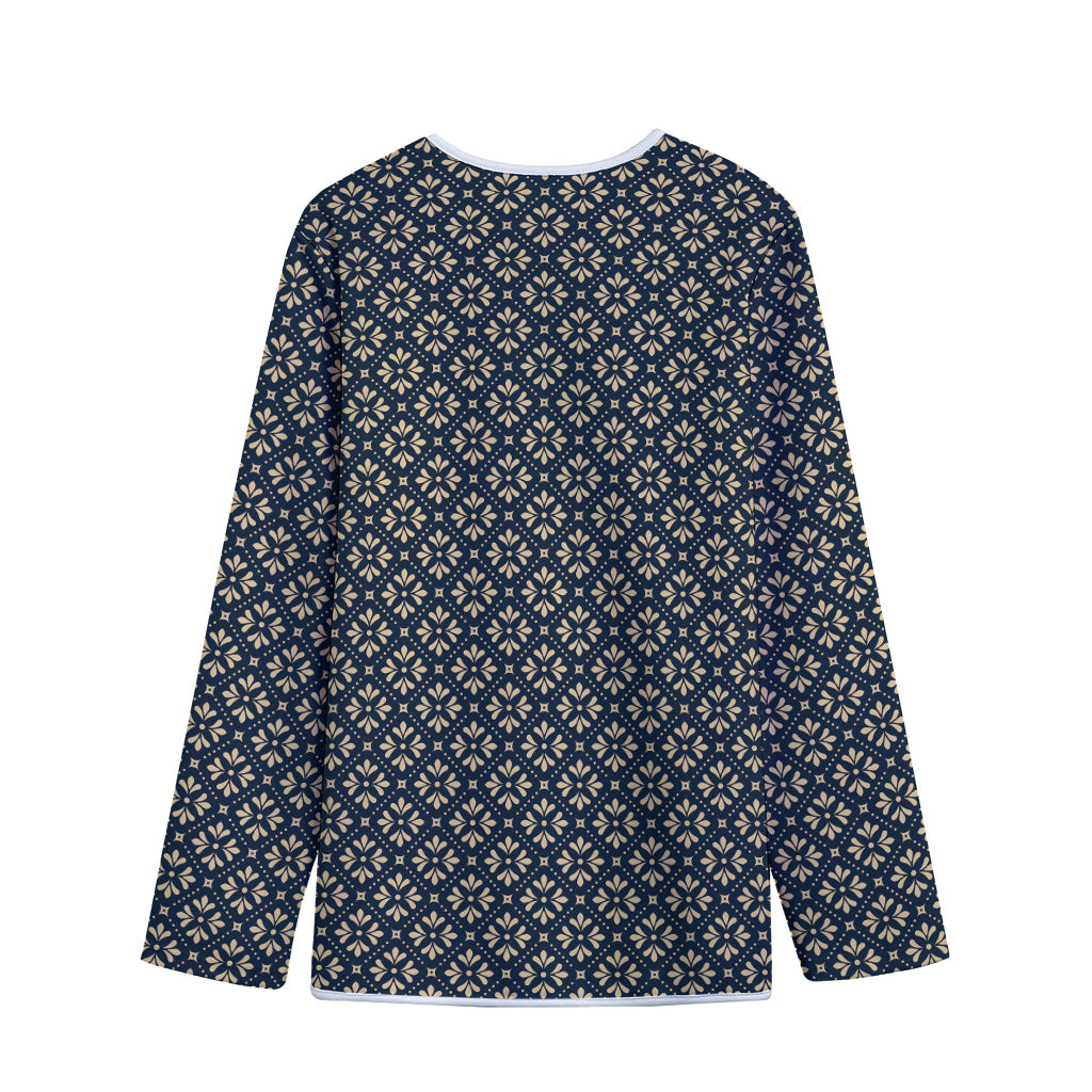 Geometric Floral Print Long Sleeve Short Coat