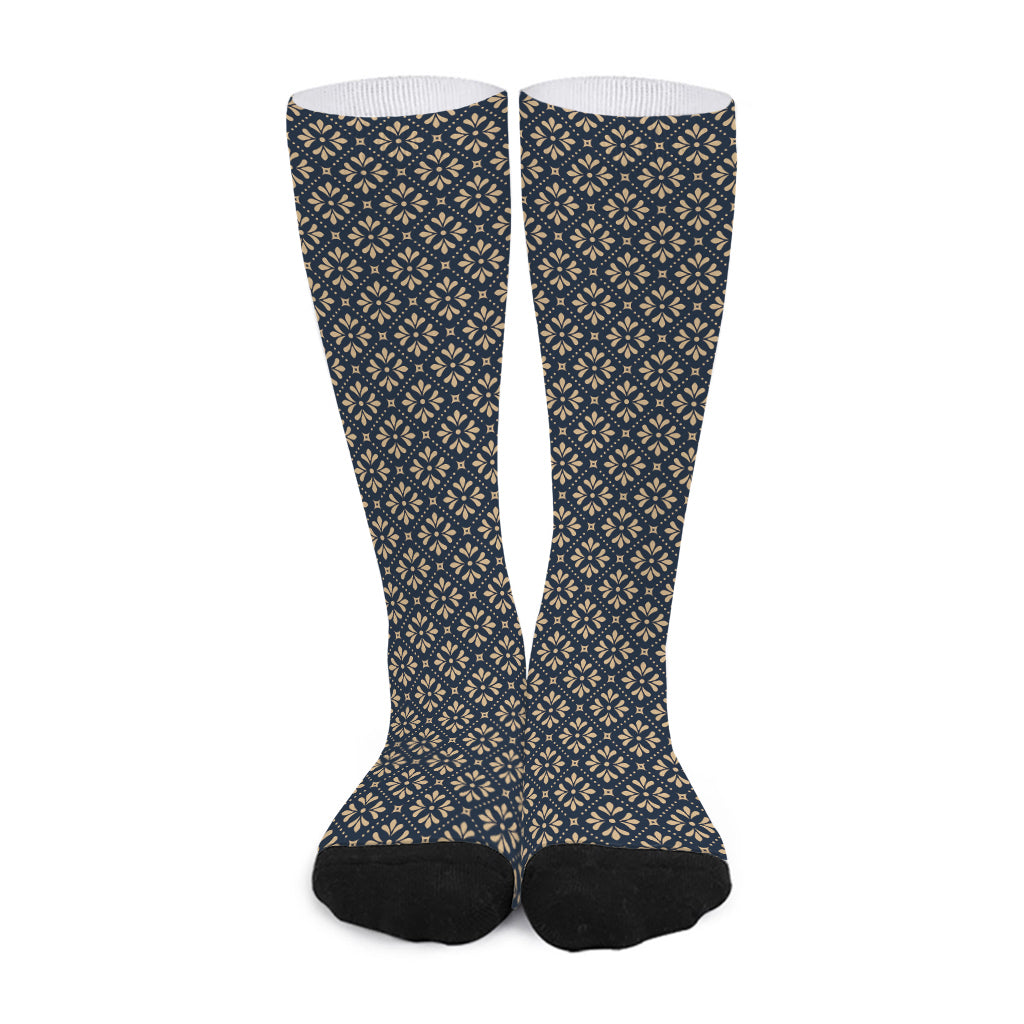 Geometric Floral Print Long Socks