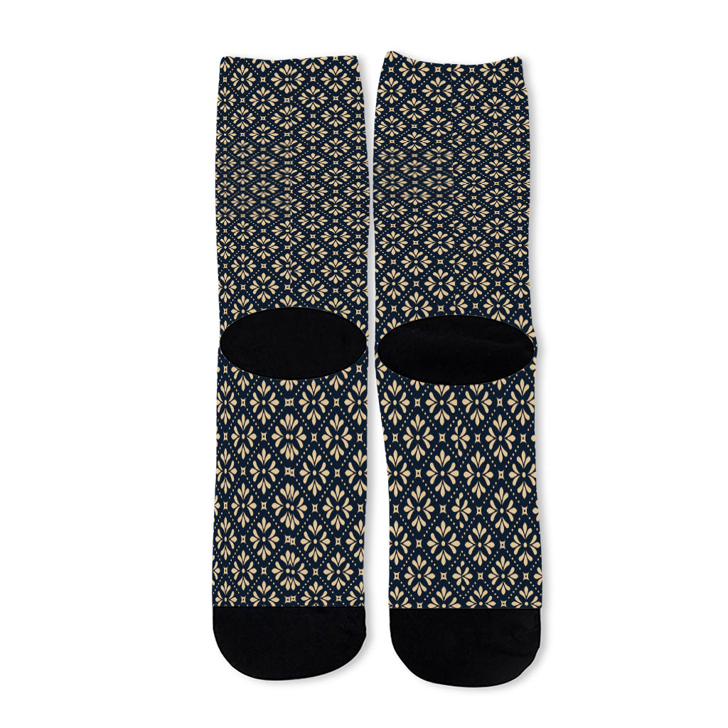 Geometric Floral Print Long Socks