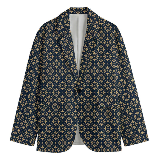 Geometric Floral Print Men's Cotton Blazer