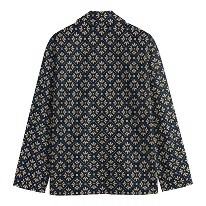 Geometric Floral Print Men's Cotton Blazer
