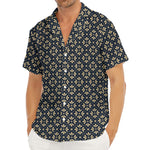 Geometric Floral Print Men's Deep V-Neck Shirt