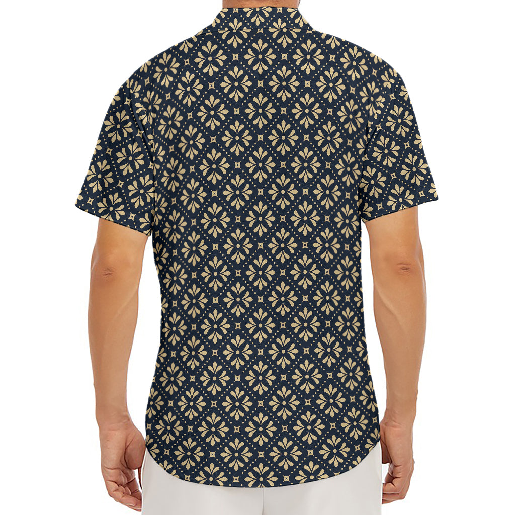 Geometric Floral Print Men's Deep V-Neck Shirt