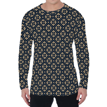 Geometric Floral Print Men's Long Sleeve T-Shirt
