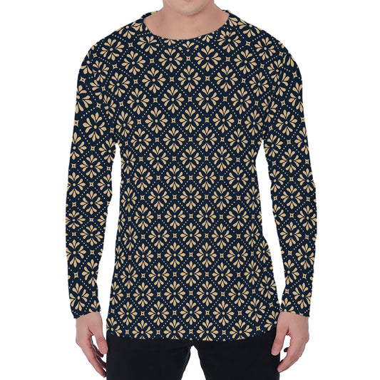 Geometric Floral Print Men's Long Sleeve T-Shirt