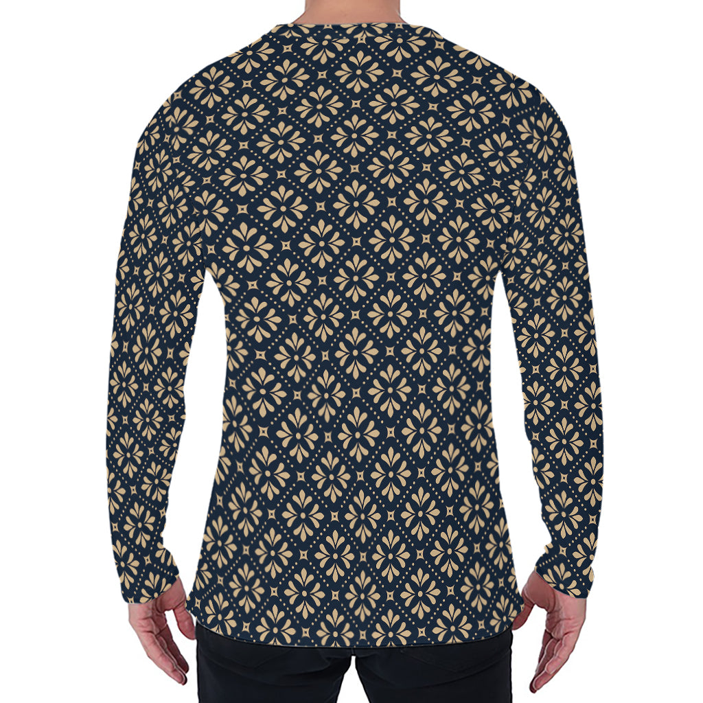 Geometric Floral Print Men's Long Sleeve T-Shirt