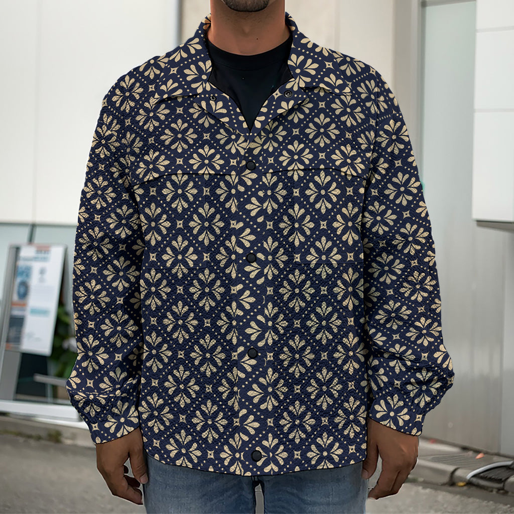 Geometric Floral Print Men's Shirt Jacket