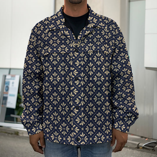 Geometric Floral Print Men's Shirt Jacket