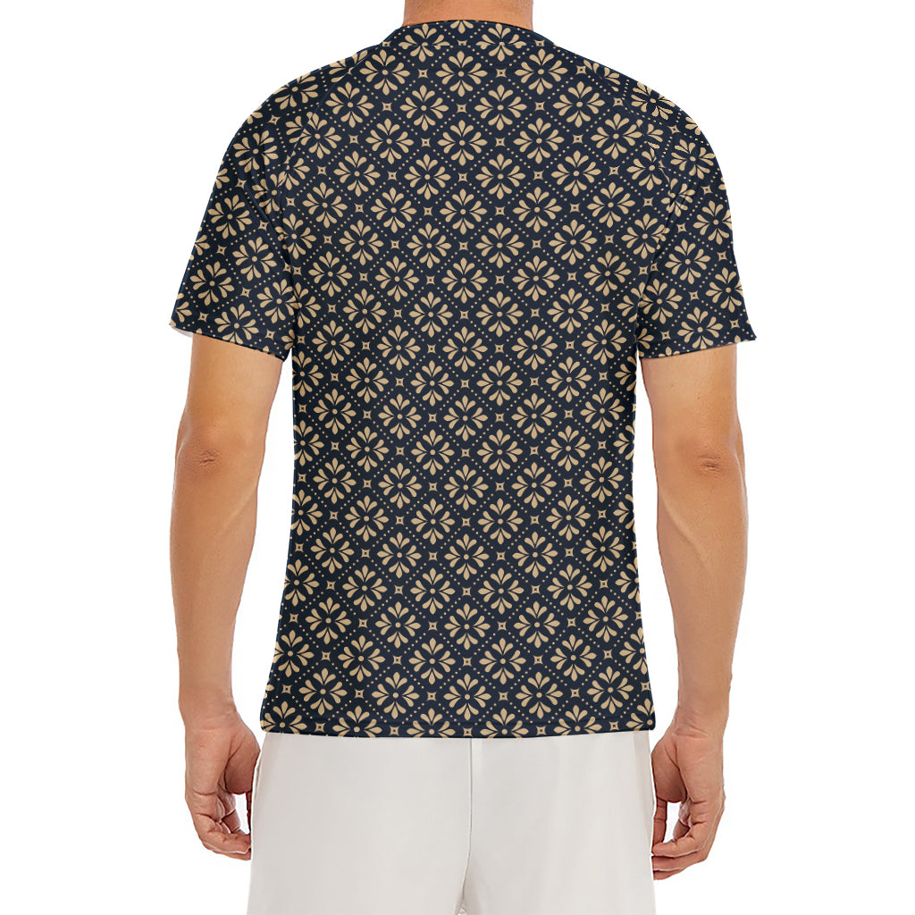 Geometric Floral Print Men's Short Sleeve Rash Guard