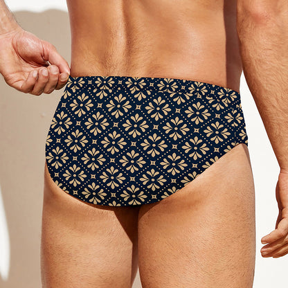 Geometric Floral Print Men's Swim Briefs