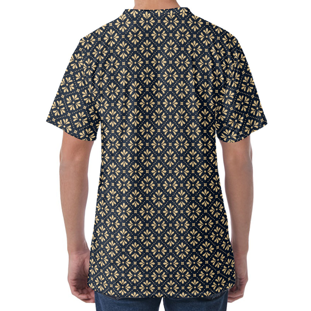 Geometric Floral Print Men's Velvet T-Shirt