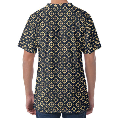 Geometric Floral Print Men's Velvet T-Shirt