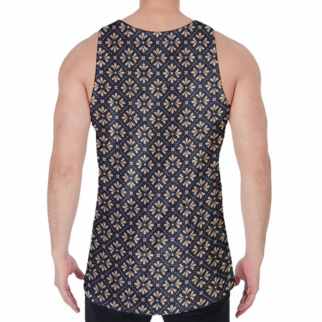 Geometric Floral Print Men's Velvet Tank Top