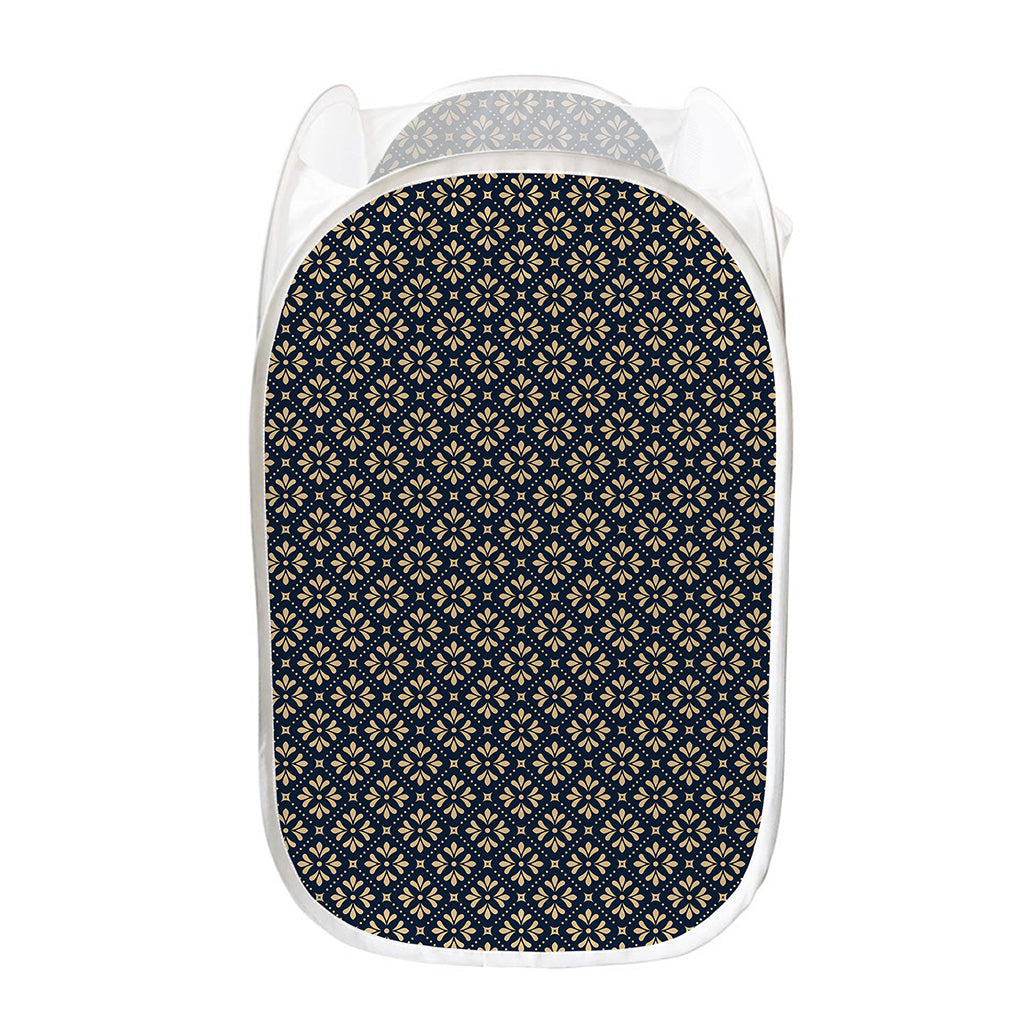 Geometric Floral Print Mesh Laundry Hamper
