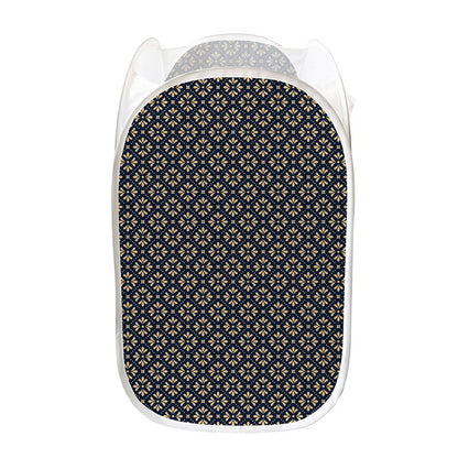 Geometric Floral Print Mesh Laundry Hamper