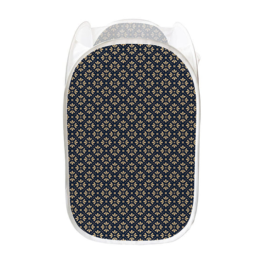 Geometric Floral Print Mesh Laundry Hamper
