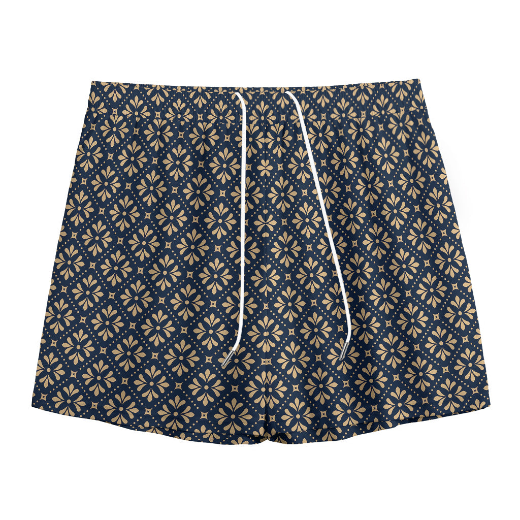 Geometric Floral Print Mesh Shorts