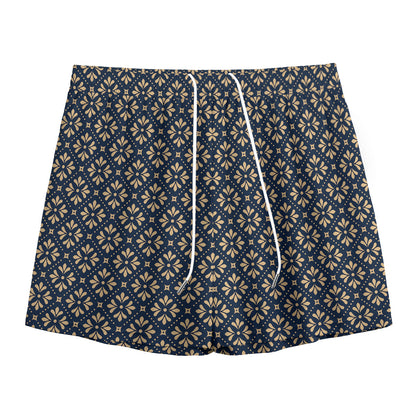 Geometric Floral Print Mesh Shorts