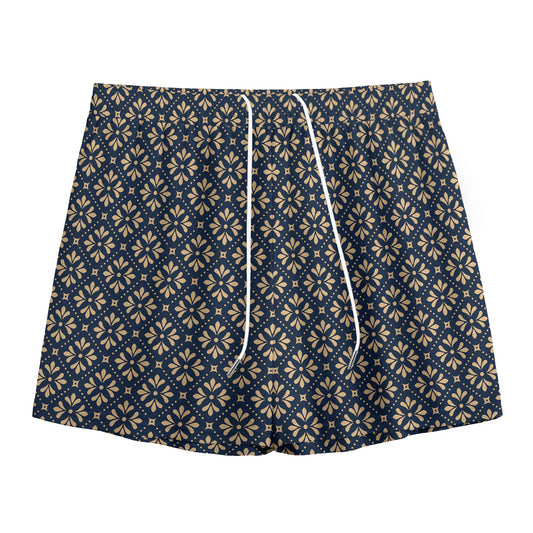 Geometric Floral Print Mesh Shorts