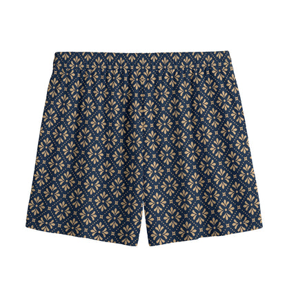 Geometric Floral Print Mesh Shorts