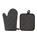 Geometric Floral Print Oven Mitt And Pot Holder Set