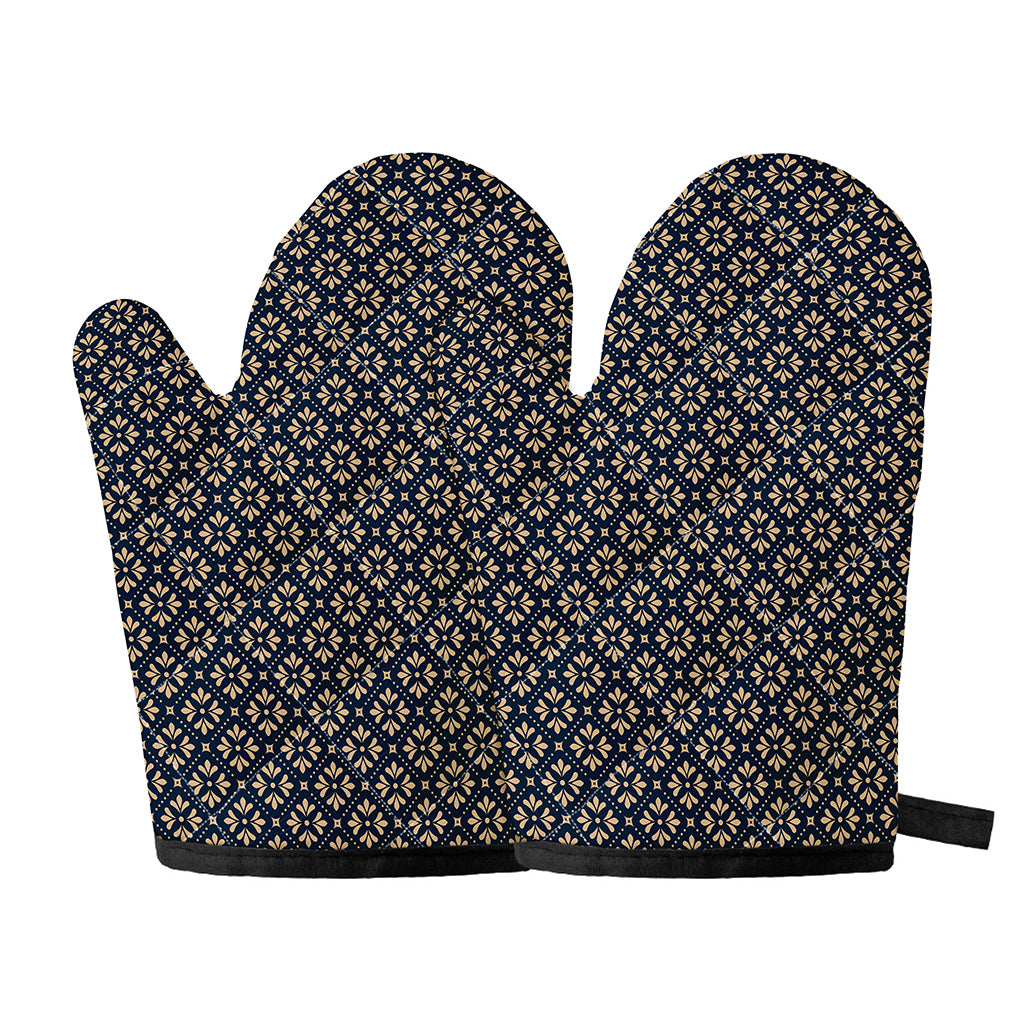 Geometric Floral Print Oven Mitts