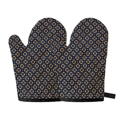 Geometric Floral Print Oven Mitts