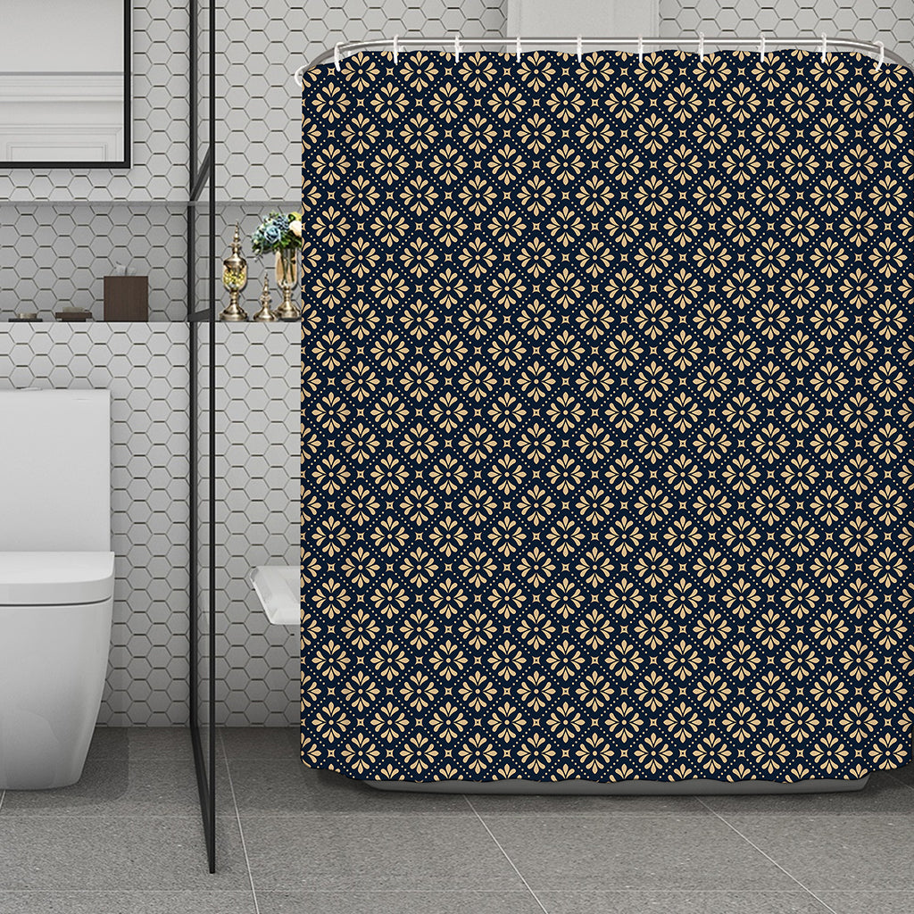 Geometric Floral Print Polyester Shower Curtain