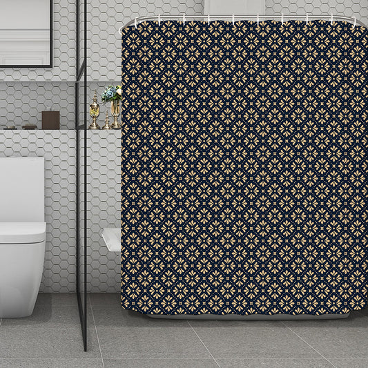 Geometric Floral Print Polyester Shower Curtain