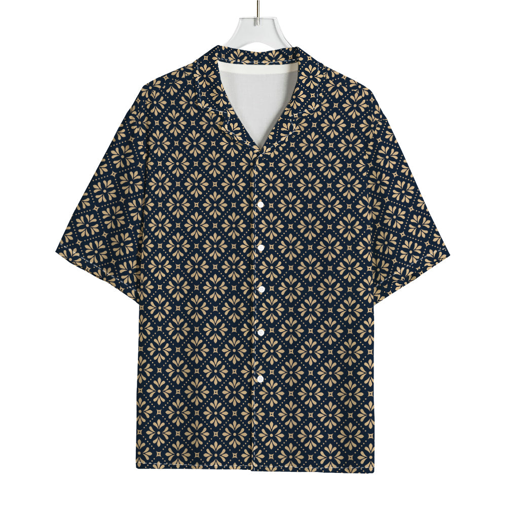 Geometric Floral Print Rayon Hawaiian Shirt