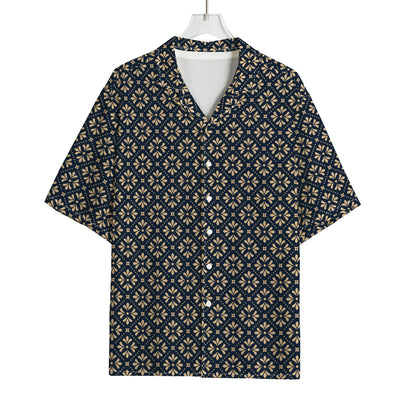 Geometric Floral Print Rayon Hawaiian Shirt