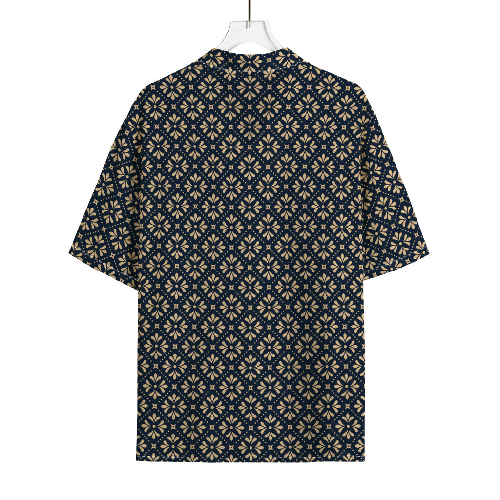 Geometric Floral Print Rayon Hawaiian Shirt