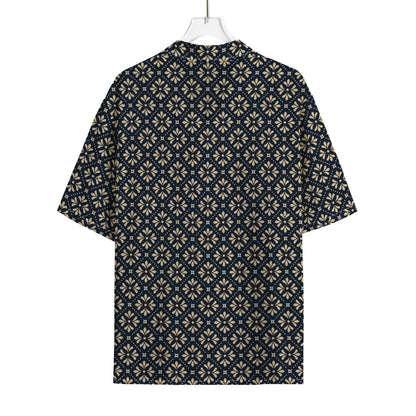 Geometric Floral Print Rayon Hawaiian Shirt